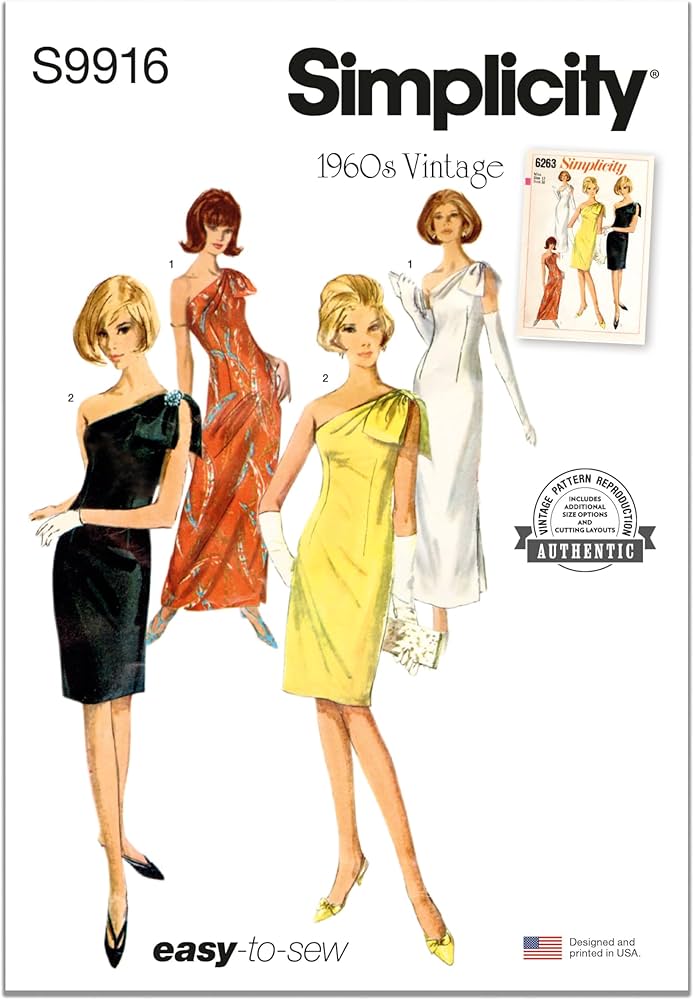 Amazon.com: Simplicity Misses' Vintage 1960's One-Piece Dress